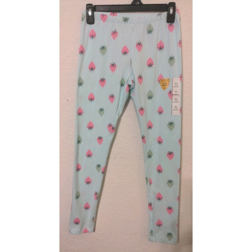 Cat & Jack Girls Strawberry Print Durable Knee Leggings Size 14 XL NWT